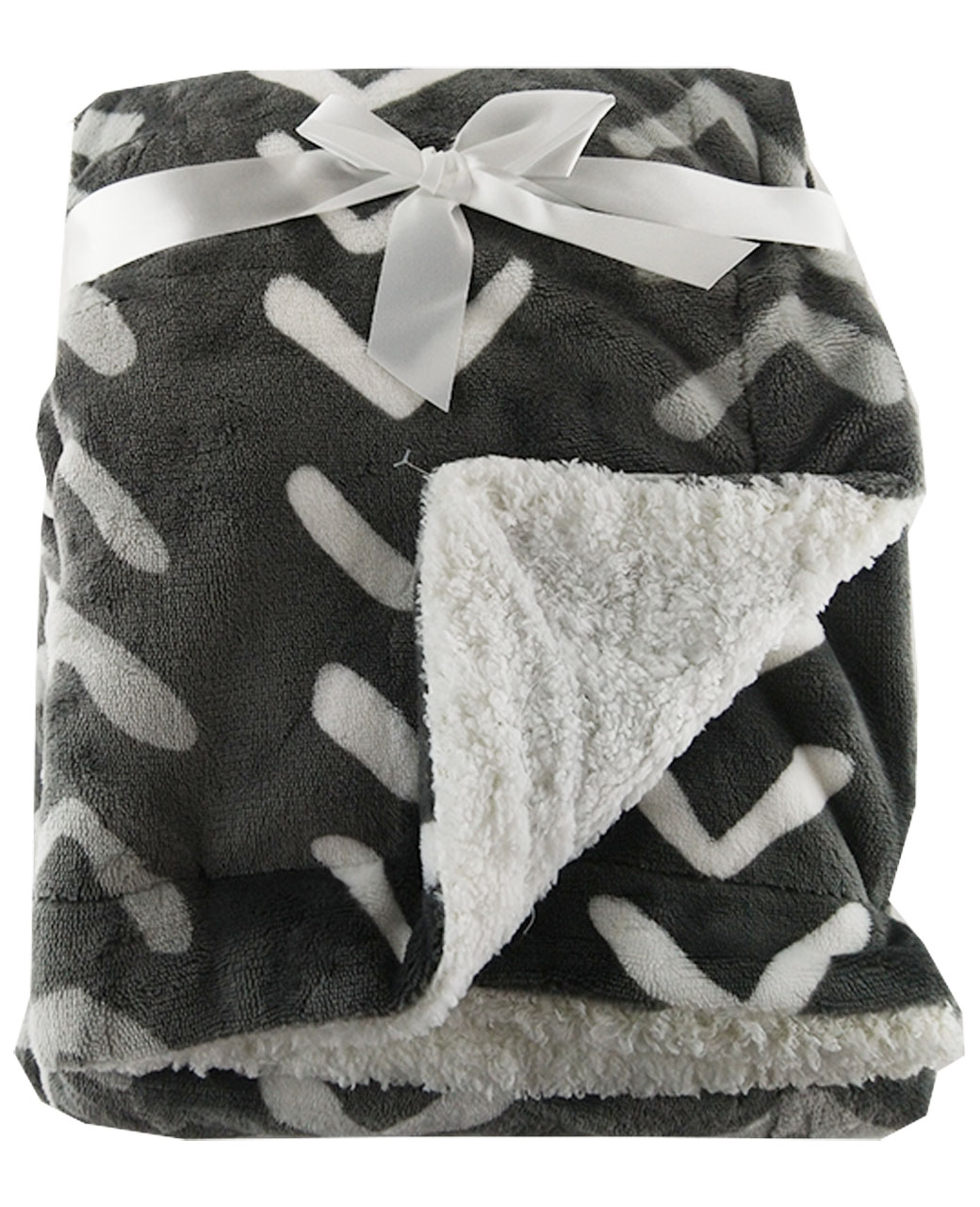 Grey-Arrows.jpg Luxury Soft Three Layered Blanket Grey arrows Design - Image 1