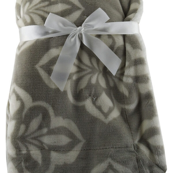 Luxury Soft Three Layered Blanket Grey floral pattern Design