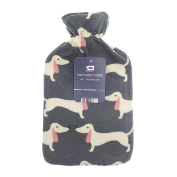 Grey Dog Pattern 2L | Fleece Hot Water Bottle