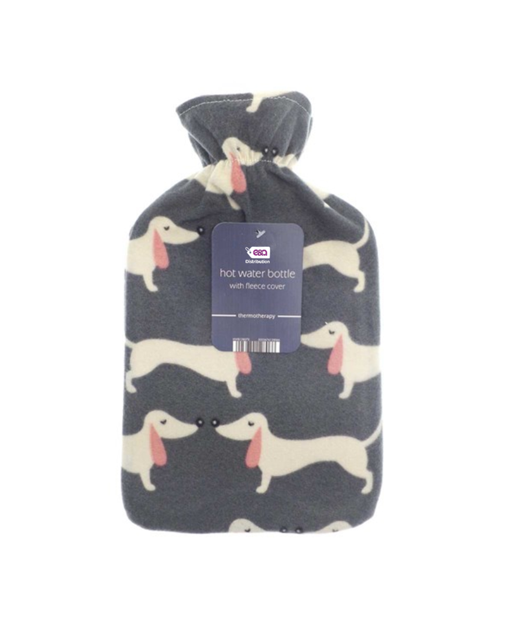Grey-Hare-Animal-Hot-Water-Bottle-Fleece-Hot-Water-Bottle-cover-pattern-uk-wool-fleece-hot-water-bottle-fleece-neck-argos.jpg Grey Dog Pattern 2L | Fleece Hot Water Bottle - Image 1