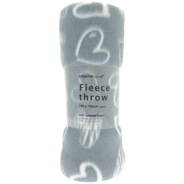 Grey Hearts Fleece | Throws & Blankets