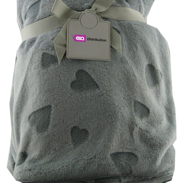Luxury Soft Three Layered Blanket Grey hearts Design