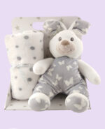 Grey Sleepy Bunny Toy Blanket - Toy and Blanket Set