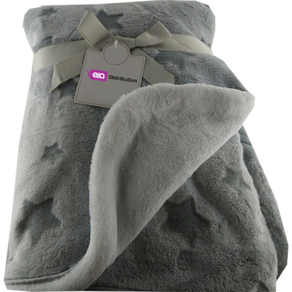 Luxury Soft Three Layered Blanket Grey stars Design