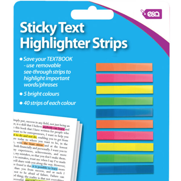 Sticky Text Highlighter Strips | includes 5 Colours
