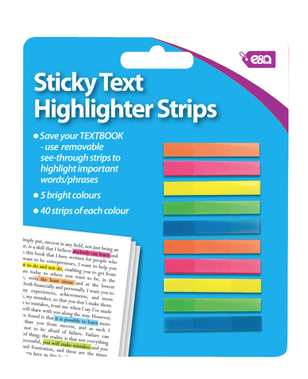 Highligher-strip-1.jpg Sticky Text Highlighter Strips | includes 5 Colours - Image 1