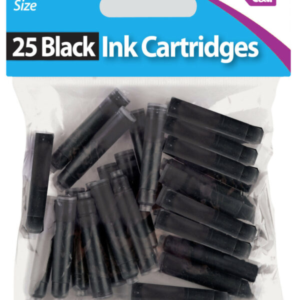 Pack of 25 Pen Ink Cartridges | Blue or Black