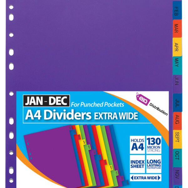 Jan-Dec A4 Dividers Extra Wide