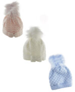 Knitted Baby Pom Bobble Hat - 3 Colours