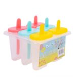 Plastic Ice Lolly Maker Pack of 6 Re-usable Purple Yellow Blue Colours