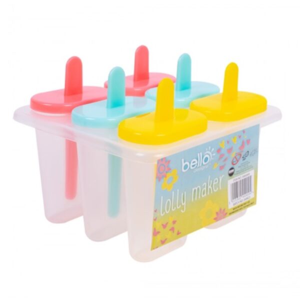 Plastic Ice Lolly Maker Pack of 6 Re-usable Purple Yellow Blue Colours