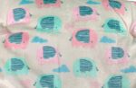 Luxury Soft Fur Back Blanket cream with pink and green elephants Design - Image 2