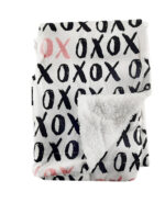 Black and white XOXO Design Luxury Soft Fur Back Blanket