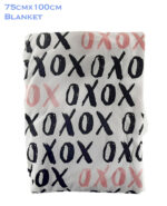 Black and white XOXO Design Luxury Soft Fur Back Blanket - Image 2