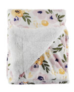 Luxury Soft Fur Back Blanket Pink and Yellow Roses Design