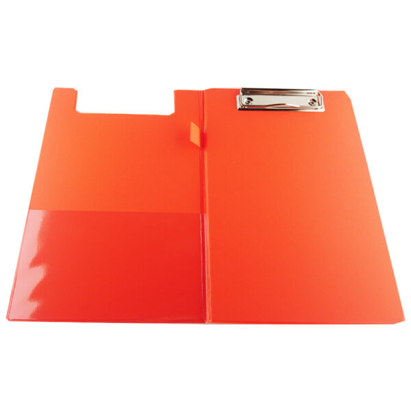 A5 PVC Orange Fold Over Foolscap Clipboard