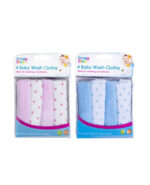 4 Baby Wash Cloths by First Steps - 2 colours