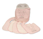 Pink Terry Bibs Pack of 5 for Baby Girls