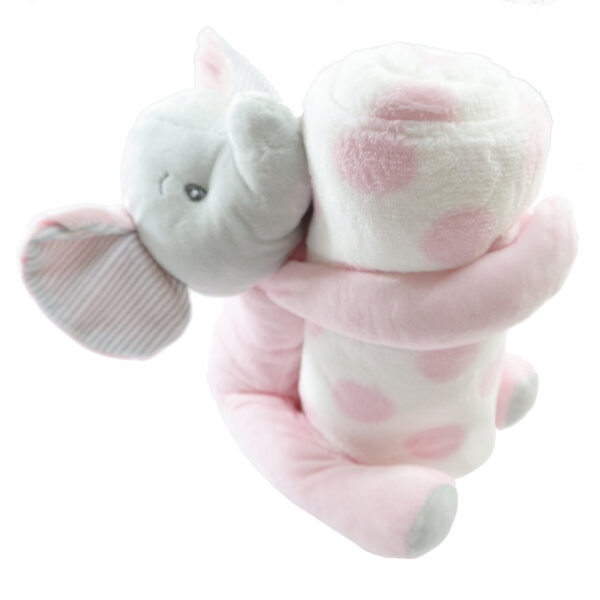Pink Elephant Toy Blanket- Toy and Blanket Set
