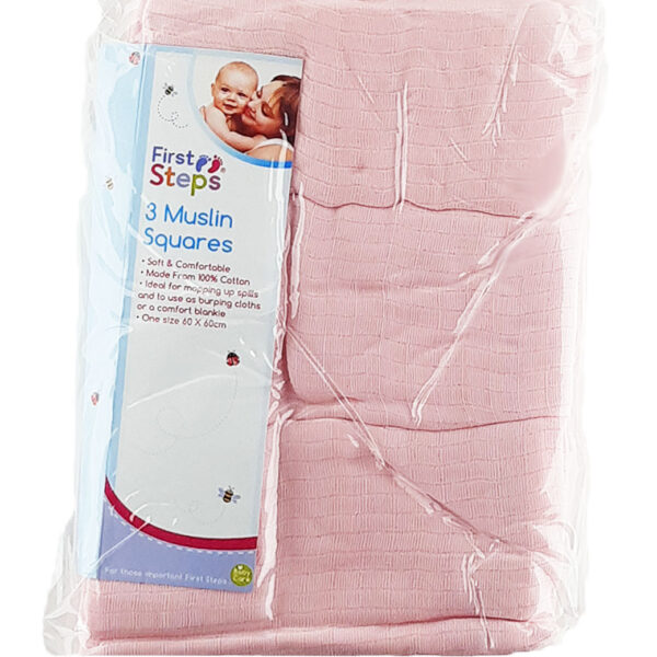 3 Pink Muslin Squares