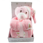 Pink Teddy Toy Blanket- Toy and Blanket Set