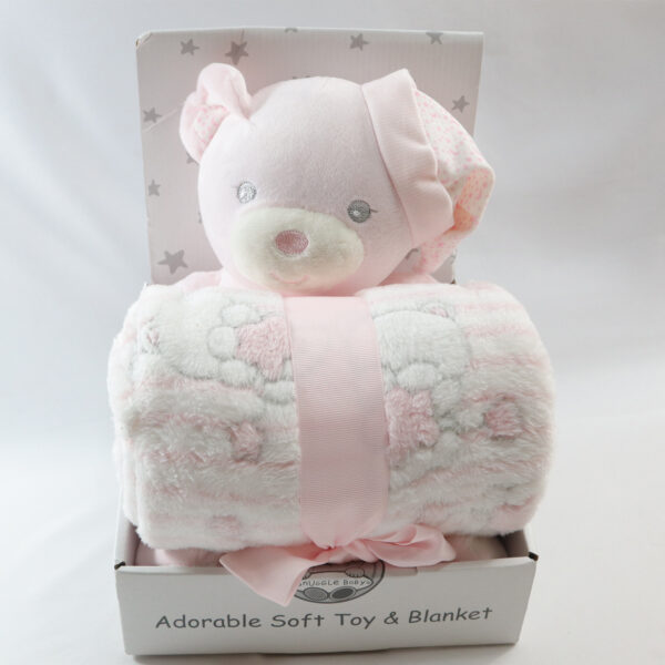 Pink Teddy Hug Toy Blanket- Toy and Blanket Set