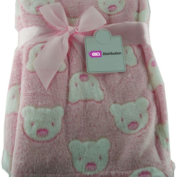 Luxury Soft Micro fleece Blanket Pink bear Design