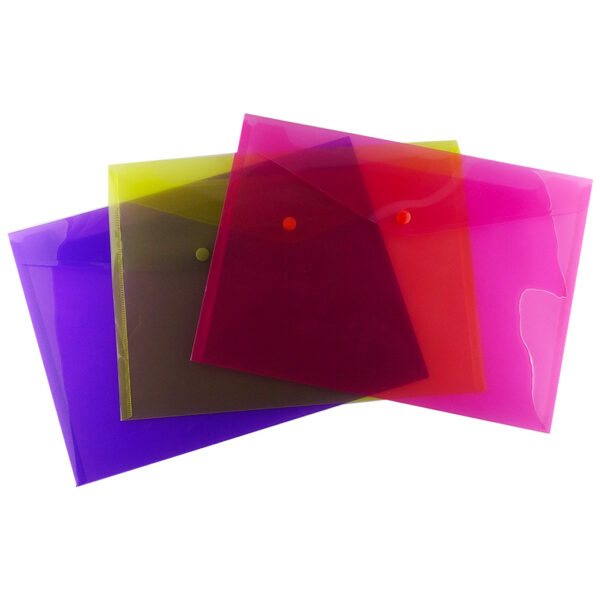 Pack of 4 A4 Stud Wallet Purple, Pink and Yellow