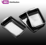 3 Roasting Trays with Racks - Non Stick Oven and Grill Cooling Racks for Baking and Panini Maker Tray Pan Set 33.3X35cm - Image 2