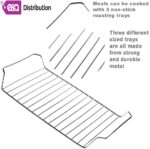 3 Roasting Trays with Racks - Non Stick Oven and Grill Cooling Racks for Baking and Panini Maker Tray Pan Set 33.3X35cm - Image 3