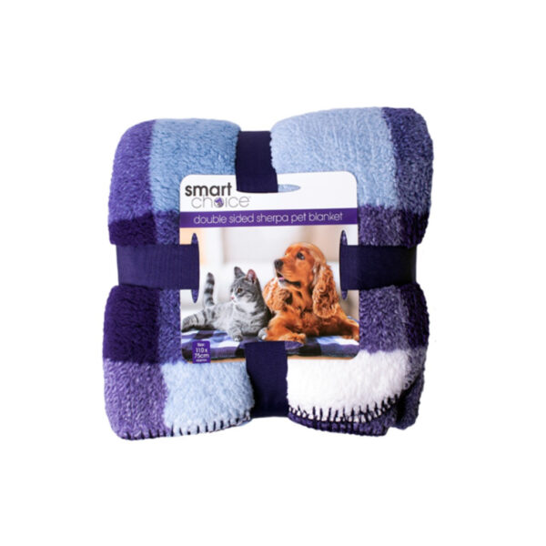 Blue Check Sherpa Pet Blanket | Pet Beds & Carriers