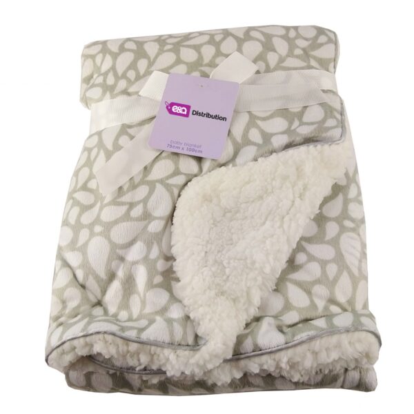 Luxury Soft Fur Back Blanket green petals Design