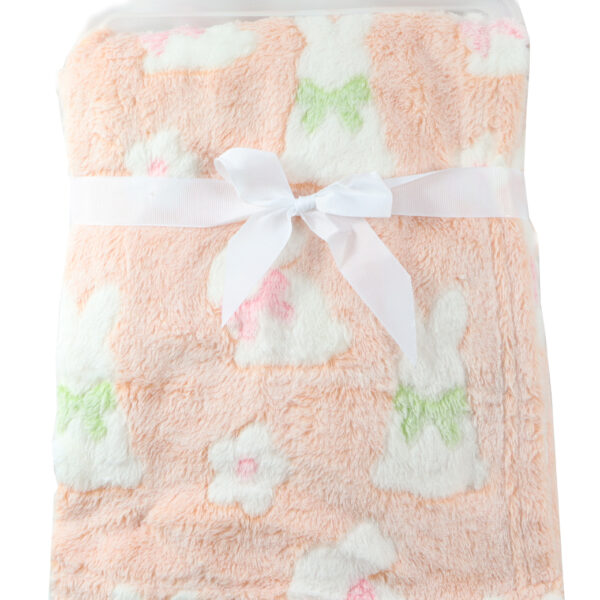Soft Fur Baby Blanket Flowers and bunnies Pattern