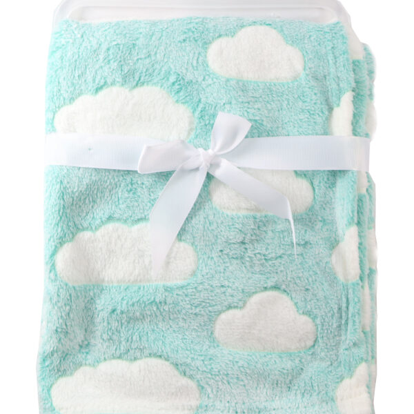 Soft Fur Baby Blanket Grey Clouds Pattern