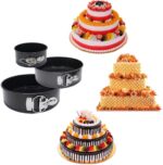 New Set of 3 Round Cake TIN Set Non Stick Spring Form Loose Base Baking PAN Tray