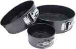 New Set of 3 Round Cake TIN Set Non Stick Spring Form Loose Base Baking PAN Tray - Image 2