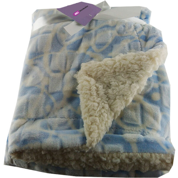 Luxury Soft Three Layered Blanket Darker blue smiley faces Design