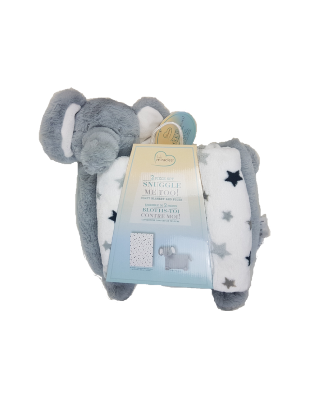 elephant-toy-blanket-for-babies-warm-soft-bed-blanket-for-baby-for-boy-for-girl.jpg Plush Toy Baby Blanket Soft Fleece Blue Grey Elephant Pattern and Shower Gift - Image 1