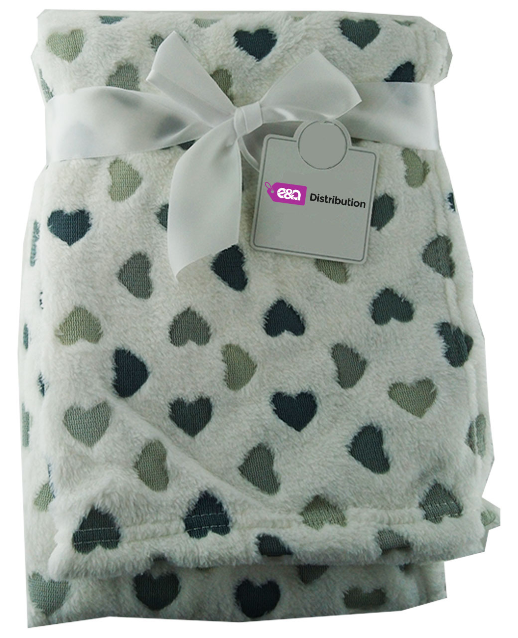 green-and-dark-green-hearts-lable.jpg Luxury Soft fleece Blanket white and green hearts Design - Image 1