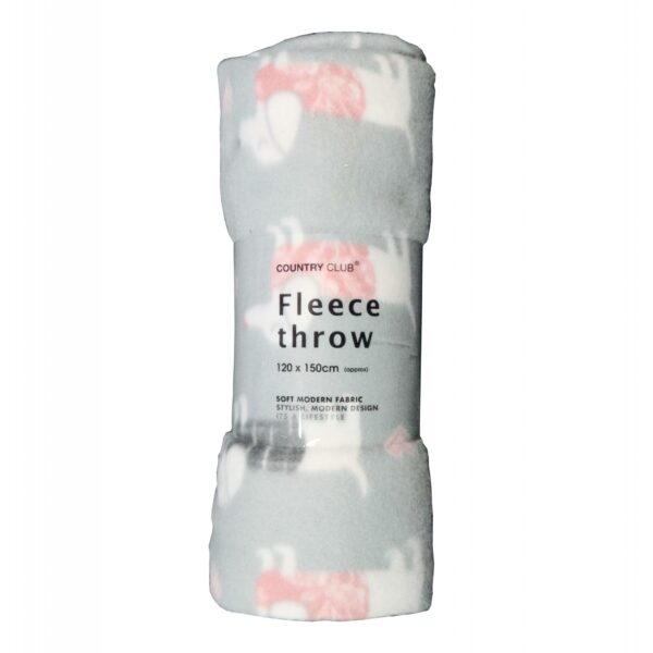 Dog Heart Fleece Throw Grey Blanket