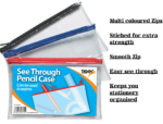 Pack of 6 Clear Exam Pencil Case 20cm x12 cm - Image 2