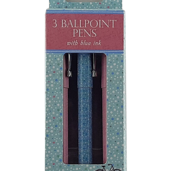 3 Ballpoint Pens Vintage Floral Design