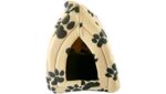 Pyramid Pet Hut Sofa with Removable Fleece Washable Igloo Base Cushion Bed for Dog Cat Kitten Cosy Pets Travel Basket. (cream) - Image 2
