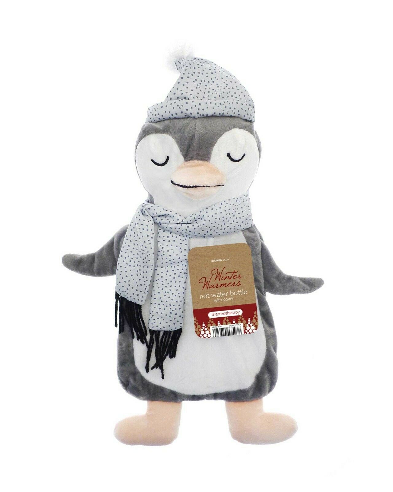 s-l1600-1-18.jpg Penguin Hot Water Bottle With Scarf | Novelty - Image 1