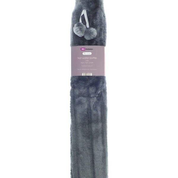 Long Charcoal Grey Faux Fur Hot Water Bottle