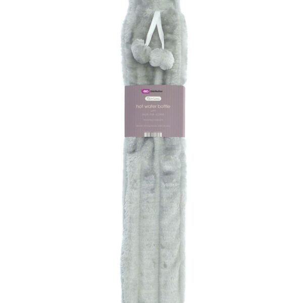 Long Grey Faux Fur Hot Water Bottle