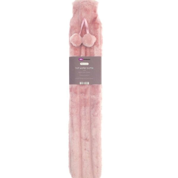 Long Pink Faux Fur Hot Water Bottle