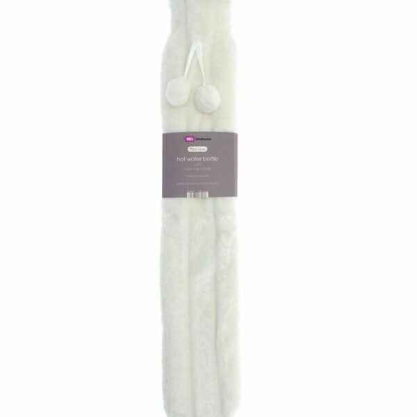 Long White Faux Fur Hot Water Bottle