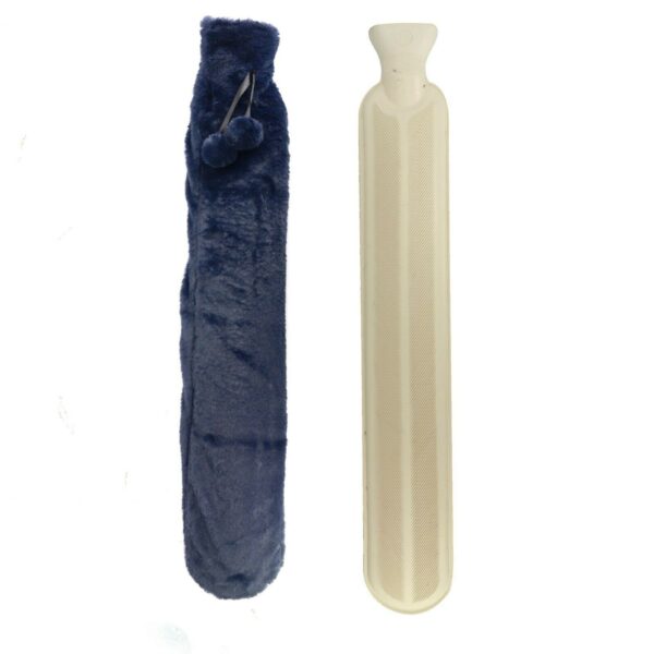 Long Blue Faux Fur Hot Water Bottle