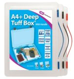A4+ deep clear tuff box multi purpose with carry handle (red, green, blue, black)
